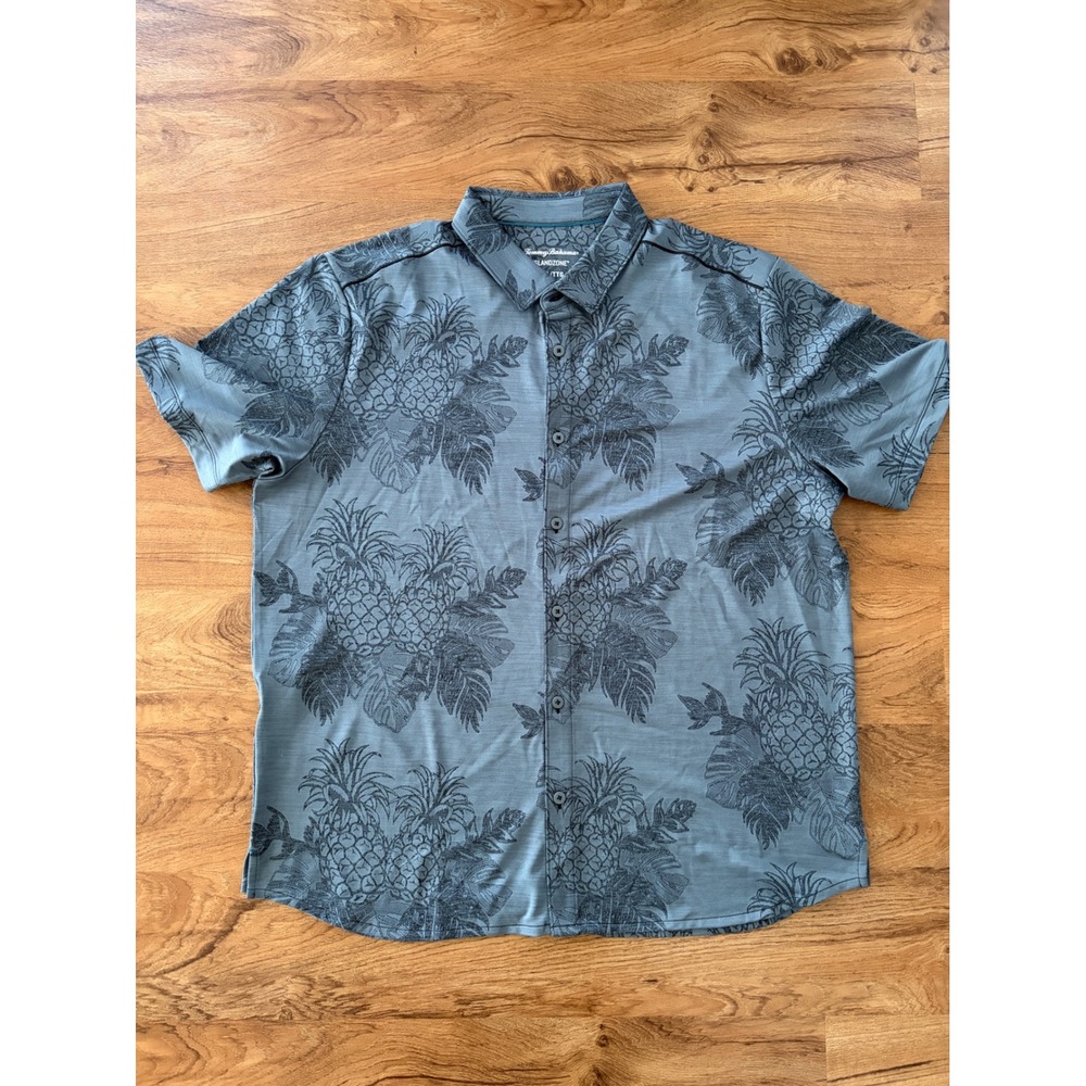 Tommy Bahama IslandZone Mens XXL Blue Pineapple Tropical Performance Shirt